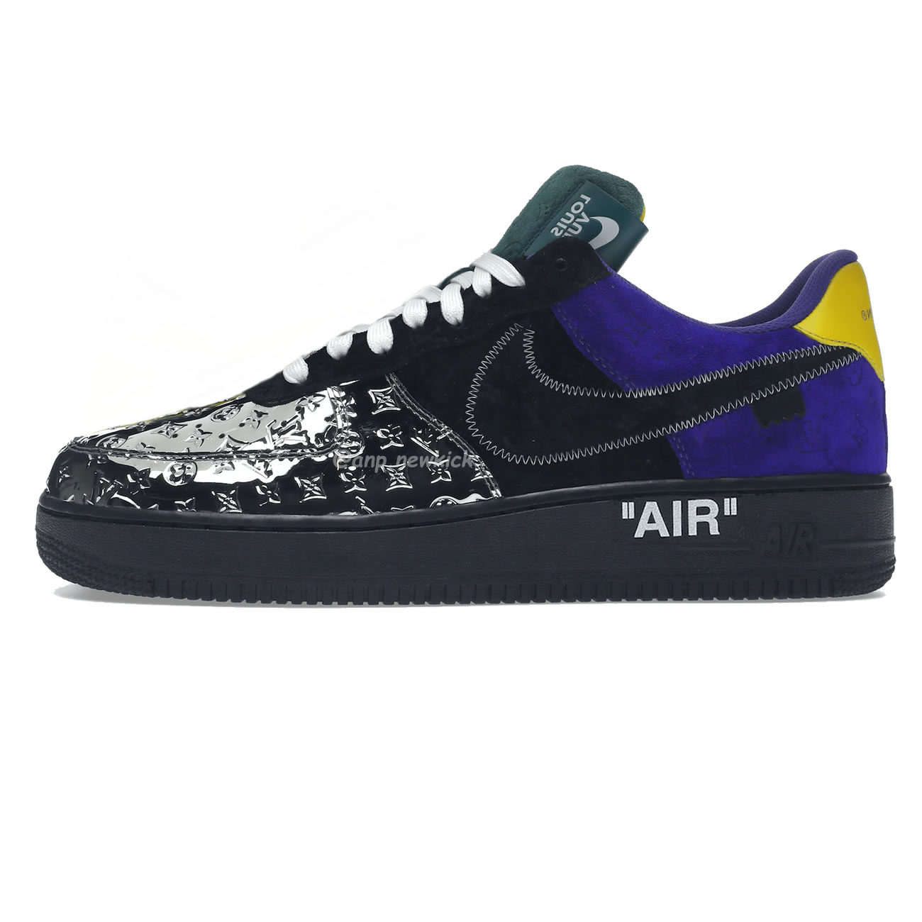 Louis Vuitton Nike Air Force 1 Low By Virgil Abloh Black Metallic Silver (1) - newkick.app